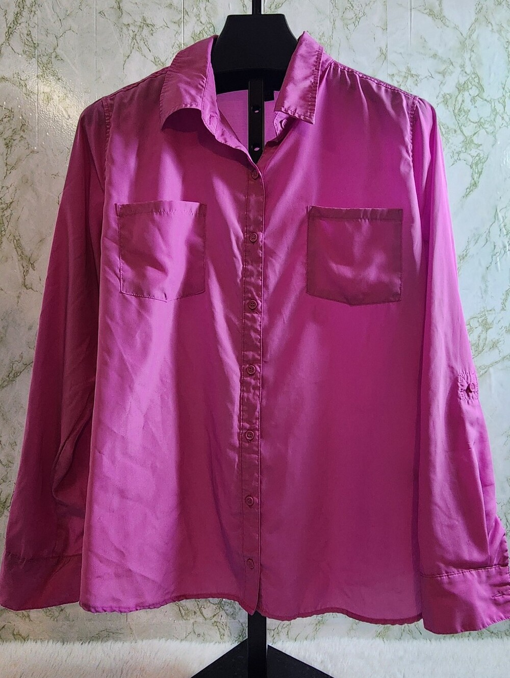 GEORGE Bright Violet Button Down Long Sleeve